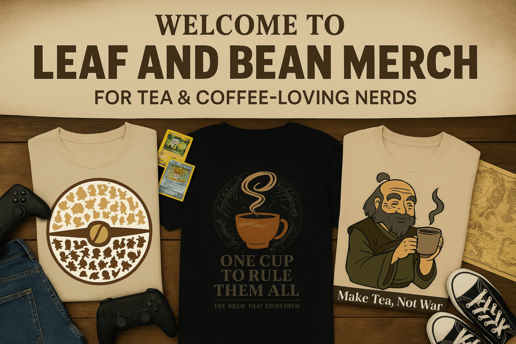 Fandom coffee and tea merch with original shirt and mug designs – Leaf and Bean Merch